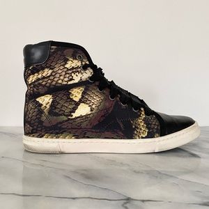 LANVIN Leather & Snakeskin Print High Tops, 35, 5